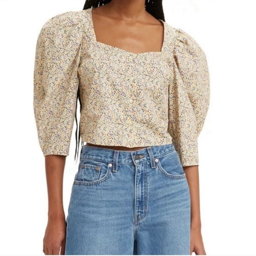 Levi's sz XL everyday crop floral blouse shirt new with tags WT25